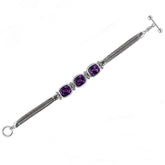 SB-0900-AM-7.5" Sterling Silver Bracelet With Amethyst Q. Jewelry Bali Designs Inc